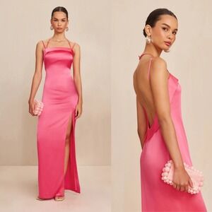 Cult Gaia | NWT Silk Shiazu Long Formal‎ Gown Dress in Blossom Pink $1198 Large